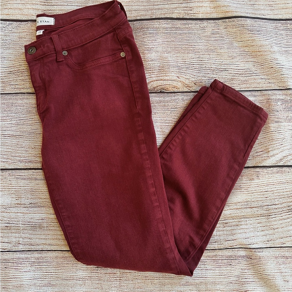 Lila Ryan Burgundy Stretch Skinny Jeans Ladies Sz 28